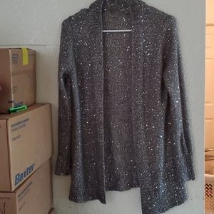Beautiful Roz & Ali sequins Gray sweater